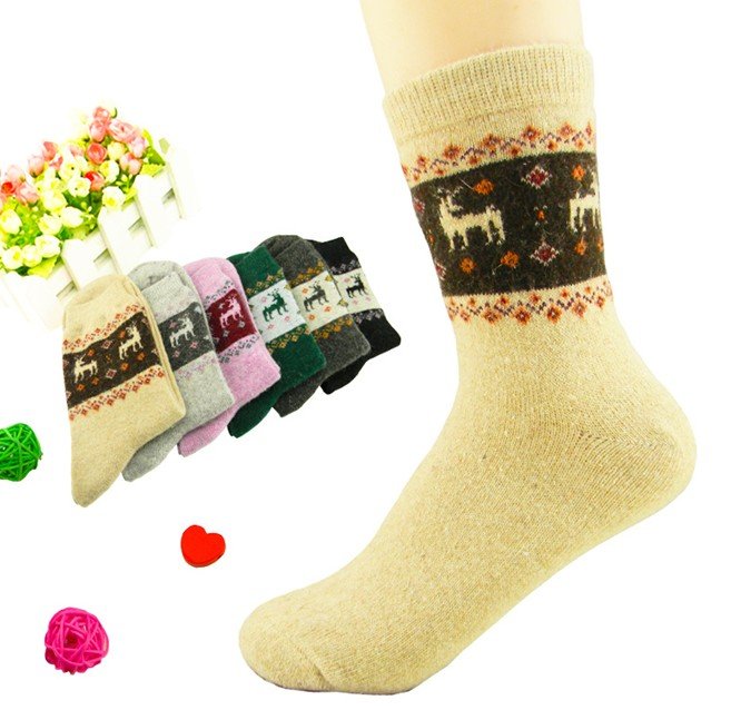 Women Free Shipping+ Christmas Gift ! Women Newest Winter Wool Shoes Socks+ Women Warm Sock With Reindeer+ Warmer Stockings