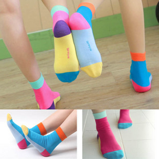 women gift original colorful color block right candy socks free air mail