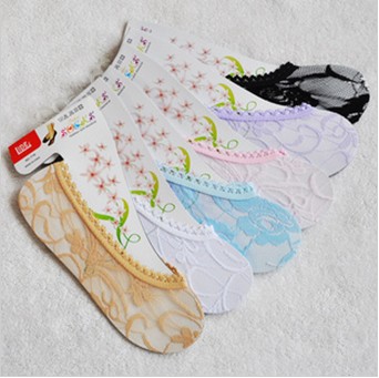 Women's fashion stockings single shoes socks lace decoration slippers invisible short sock slippers