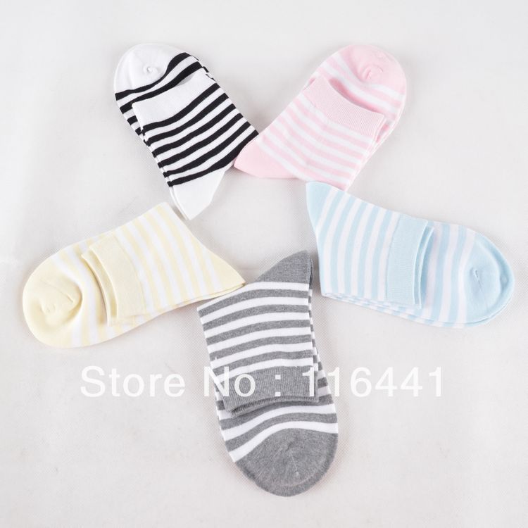 young lady's lovely striped cotton socks 5pairs/lot free shipping women's casual socks