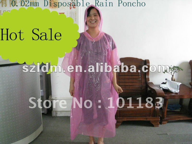 0.02mm Disposable Raincoat/Disposable Rain Poncho