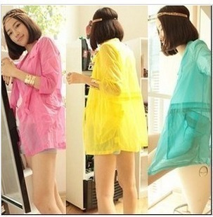 005 2012 summer women's long-sleeve solid color perspectivity slim cardigan coat