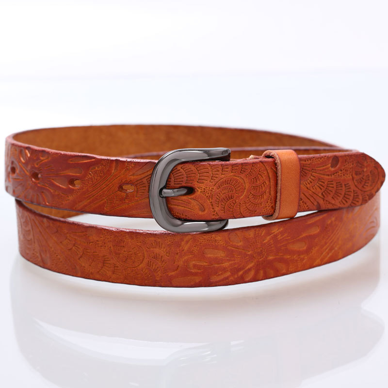 005 genuine leather first layer of cowhide women's strap women's thin belt strap belt vintage national trend