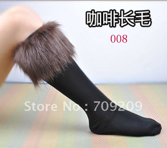 008 coffee Hot Sexy blended cotton socks Faux Fur Cover Boot shoes Stockings Short Fur Socks