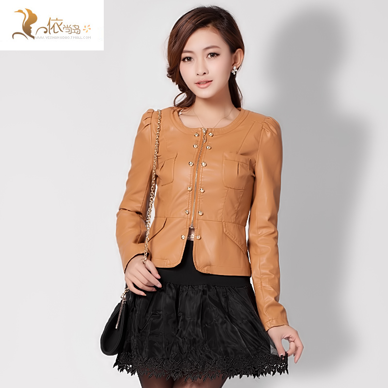 013 women's spring long-sleeve slim zipper outerwear leather clothing Women 305