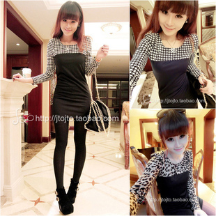 0226Free Shipping woolen one-piece dress autumn mushroom women's clothes