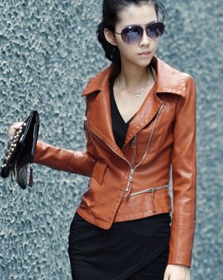 024 free shipping 2013 fashion new women Korean style faux leather short fur  PU leather jacket ladies zippers coat