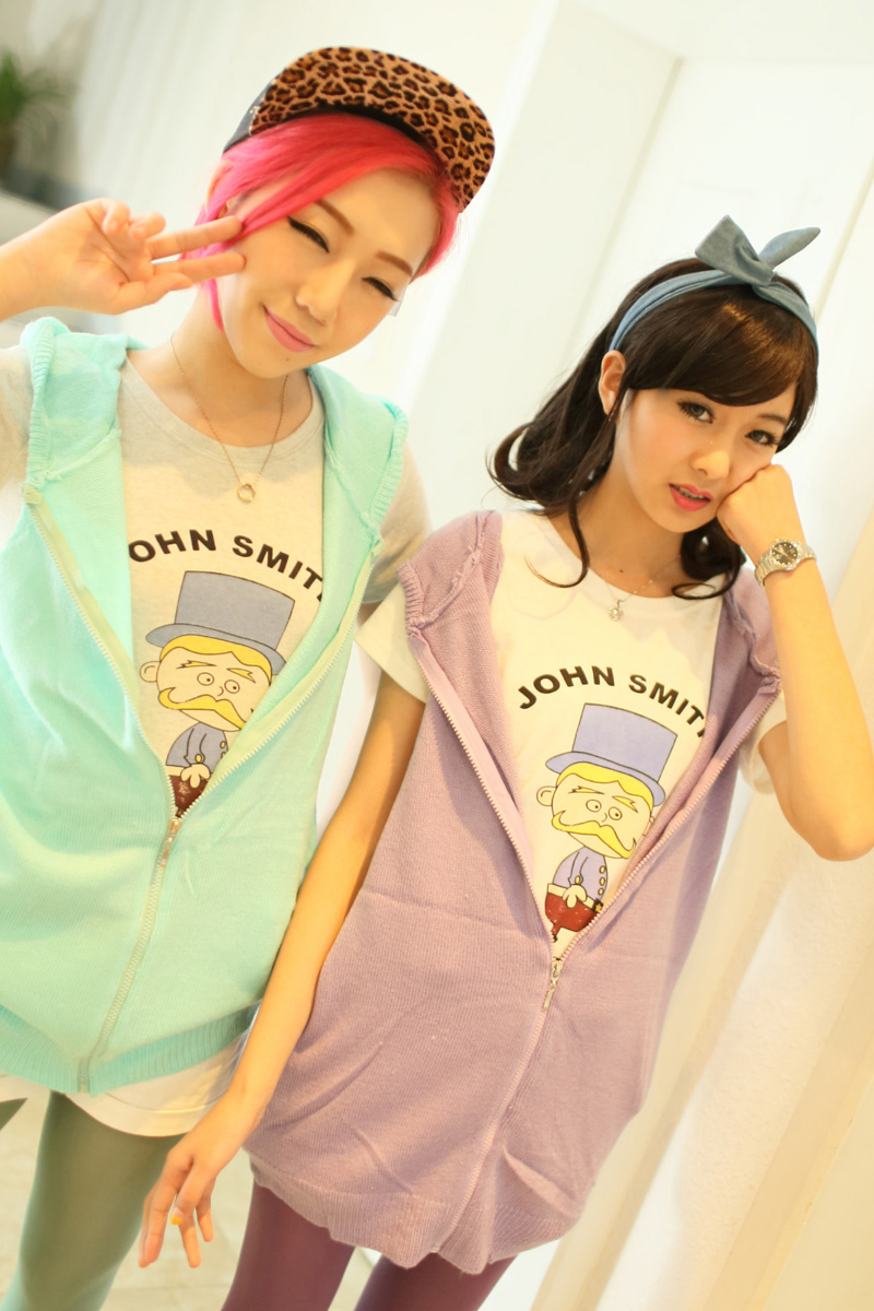 0306 sisters equipment sleeveless with a hood zipper cardigan