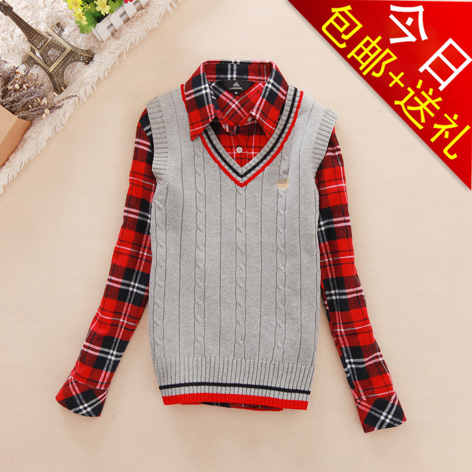 0312 2012 autumn and winter pullover fashion preppy style women's V-neck small solid color sweater vest wool waistcoat 9