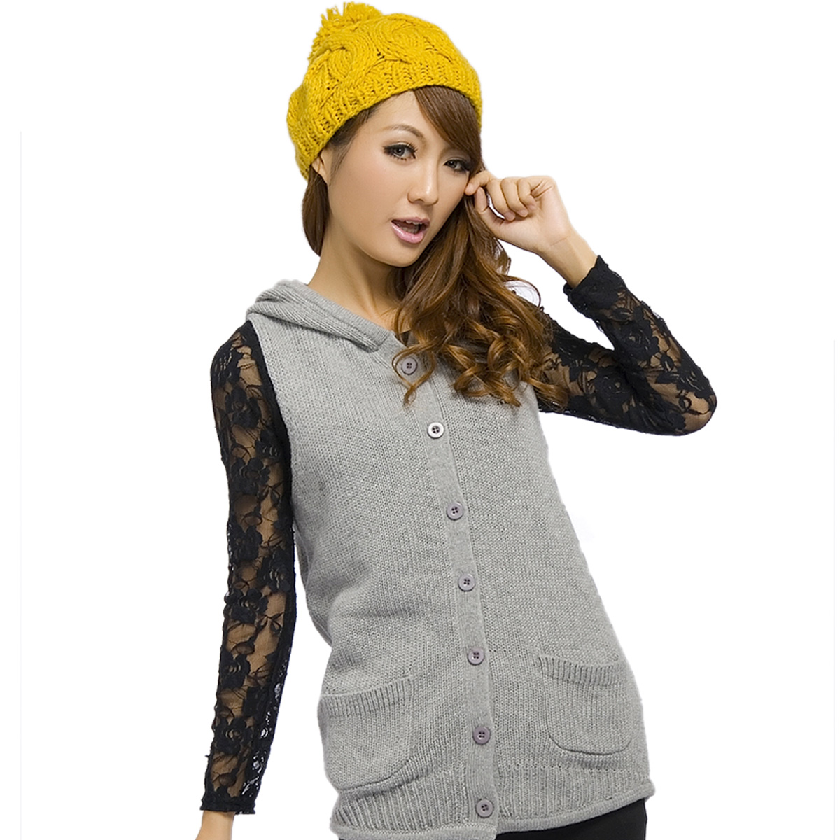 0315 2013 women's slim with a hood sleeveless cardigan sweater coat thermal women's sweater