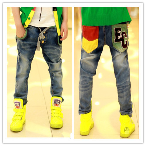 0431  free shipping 2013 zaraa kids childrens jeans fit 2-6yrs boys simple letter casual pants trousers 1lot=5pcs fashion new