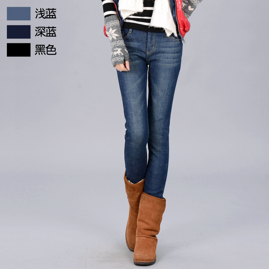 05 - 5888 plus velvet thickening pencil pants trousers plus size jeans female skinny pants warm boots pants female trousers