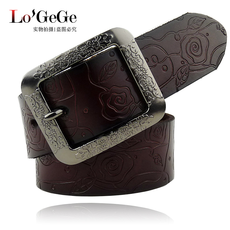 0558 sculpture print genuine leather strap female casual belt cowhide belt trend all-match belt female