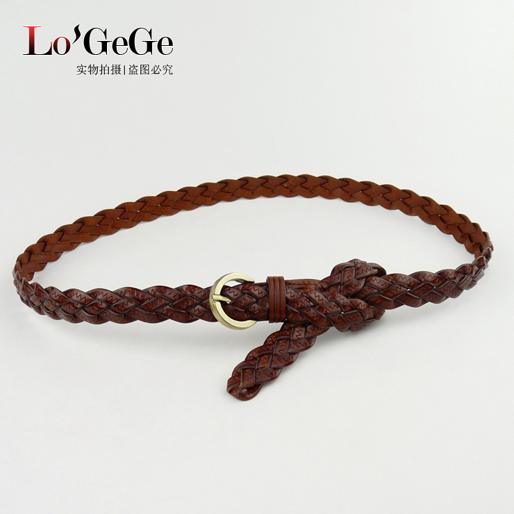 0558 women's knitted genuine leather thin belt european version of the all-match cowhide knitted belt female belt strap