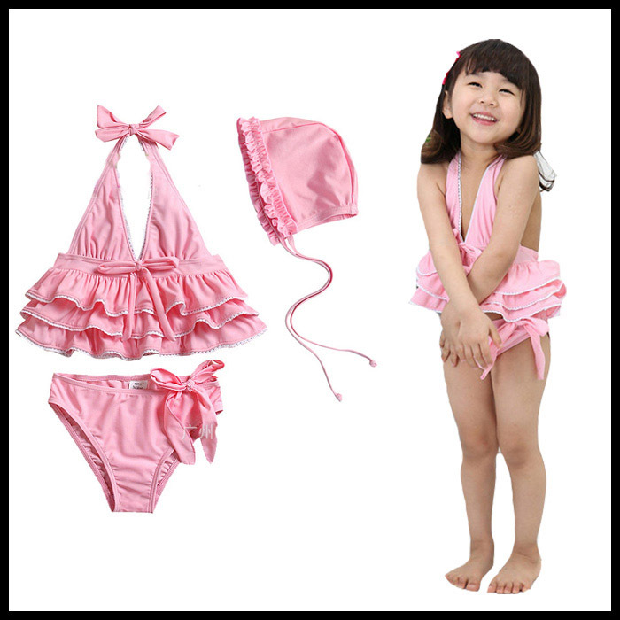 06-029 2013 new Pink cake style childrens swemwear for girls girl bikini swimsuit children's swimsuit Free shipping
