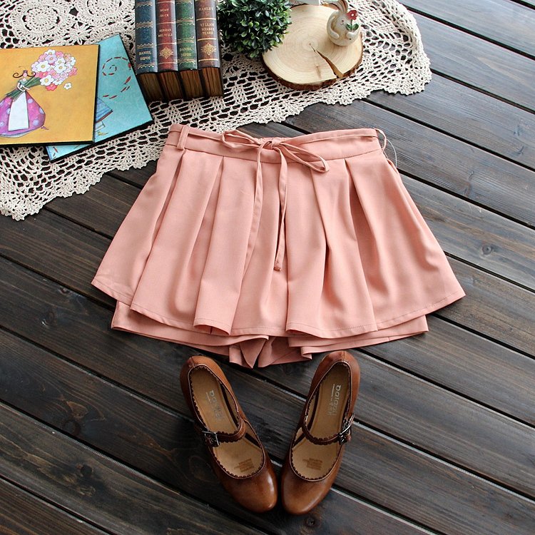 0606 summer 2012 sweet gentlewomen bow pleated women's short skorts trousers