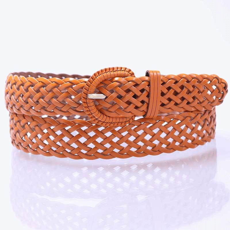 079 2.9 compression packet cowhide leather alloy buckle women's knitted belt strap belt a