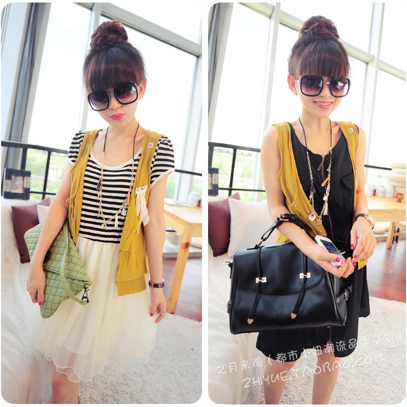 08.01 2012 summer corsage laminated woven vest cardigan coat female jia2896
