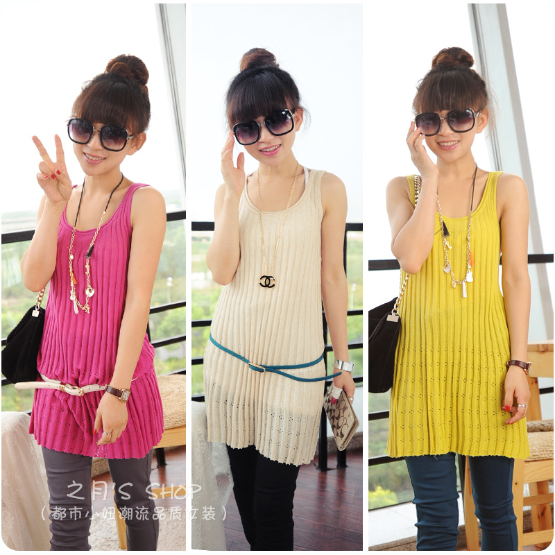 08.15 2012 all-match sweep medium-long knitted basic vest female hos2957