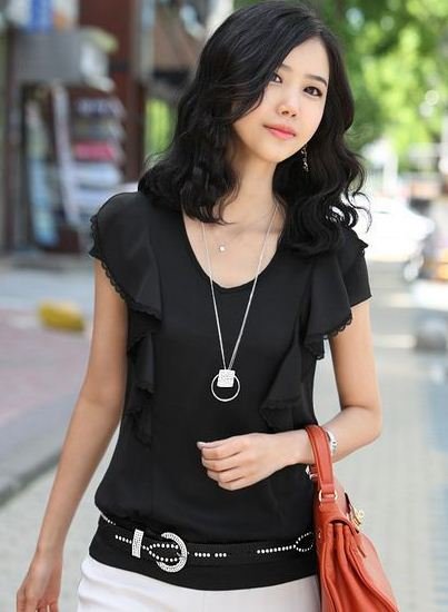 08 Free shipping 2013 new arrival women fashion dresses shirt leisure ruffles blouses falling down top shirts casima /1pcs