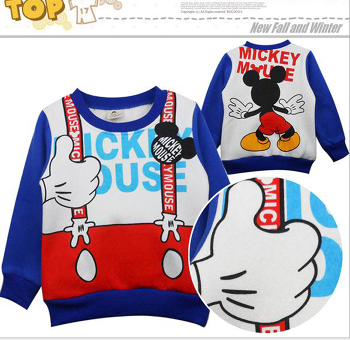 09-107 (5pcs/lot) Fake strap Mickey pattern hoodie for boys and girls,hoodie sweatshirts hoodies kids FREE SHIPPING