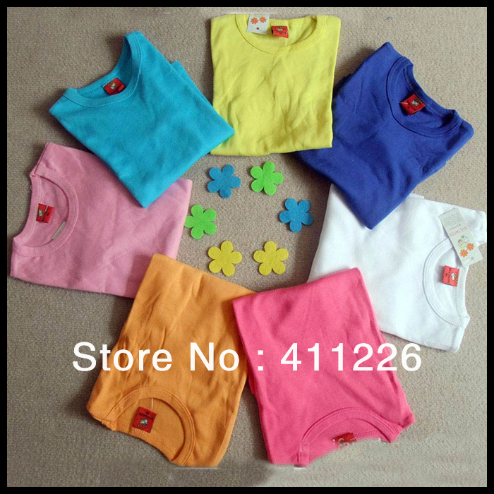 09-145 2013 8colors candy color thin cotton t-shirt for children boys and girls FREE SHIPPING