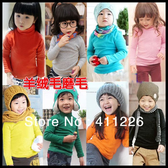 09-156 2013 8colors  lycra stretch turtle neck sweater for children boys and girls FREE SHIPPING