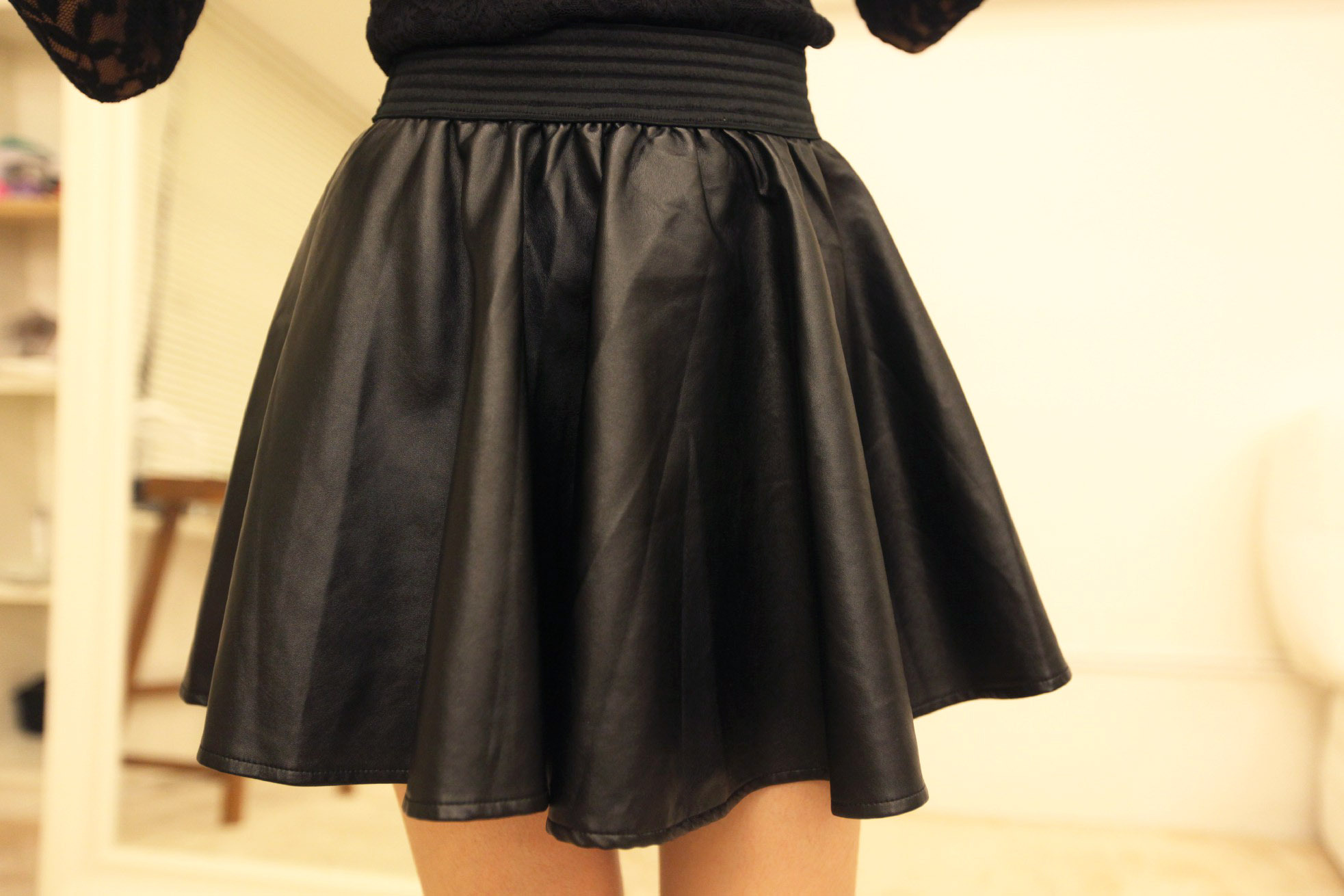 0925 lyrate fashion elastic waist leather skirt bust skirt