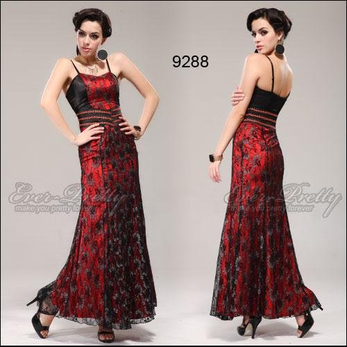 09288RD Free Shipping Ever Pretty Frame Sexy Lace Evening Long Dresses
