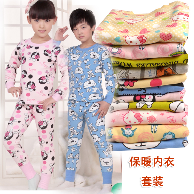 1 - 2 - 3 - 4 - 5 - 6 - 7 - 8-9-10 female male children winter thermal basic underwear set lounge