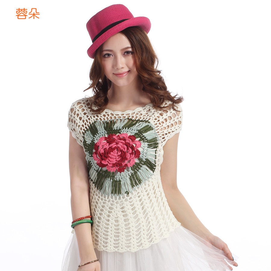 1.5gg net shirt slim cutout shirt pullover cutout sweater female rose crochet sweater