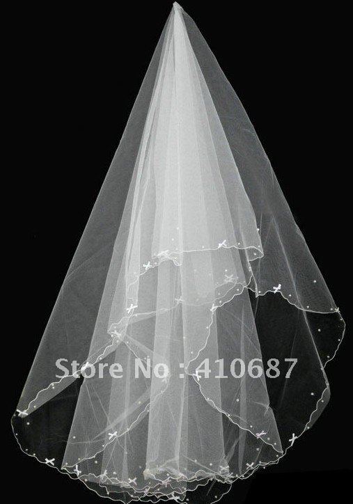 1.5m butterfly pearl bridal wedding veils
