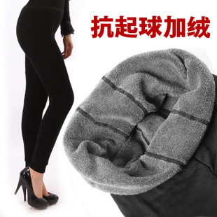 1 ball loop pile legging slim legs bamboo plus velvet warm pants 9019