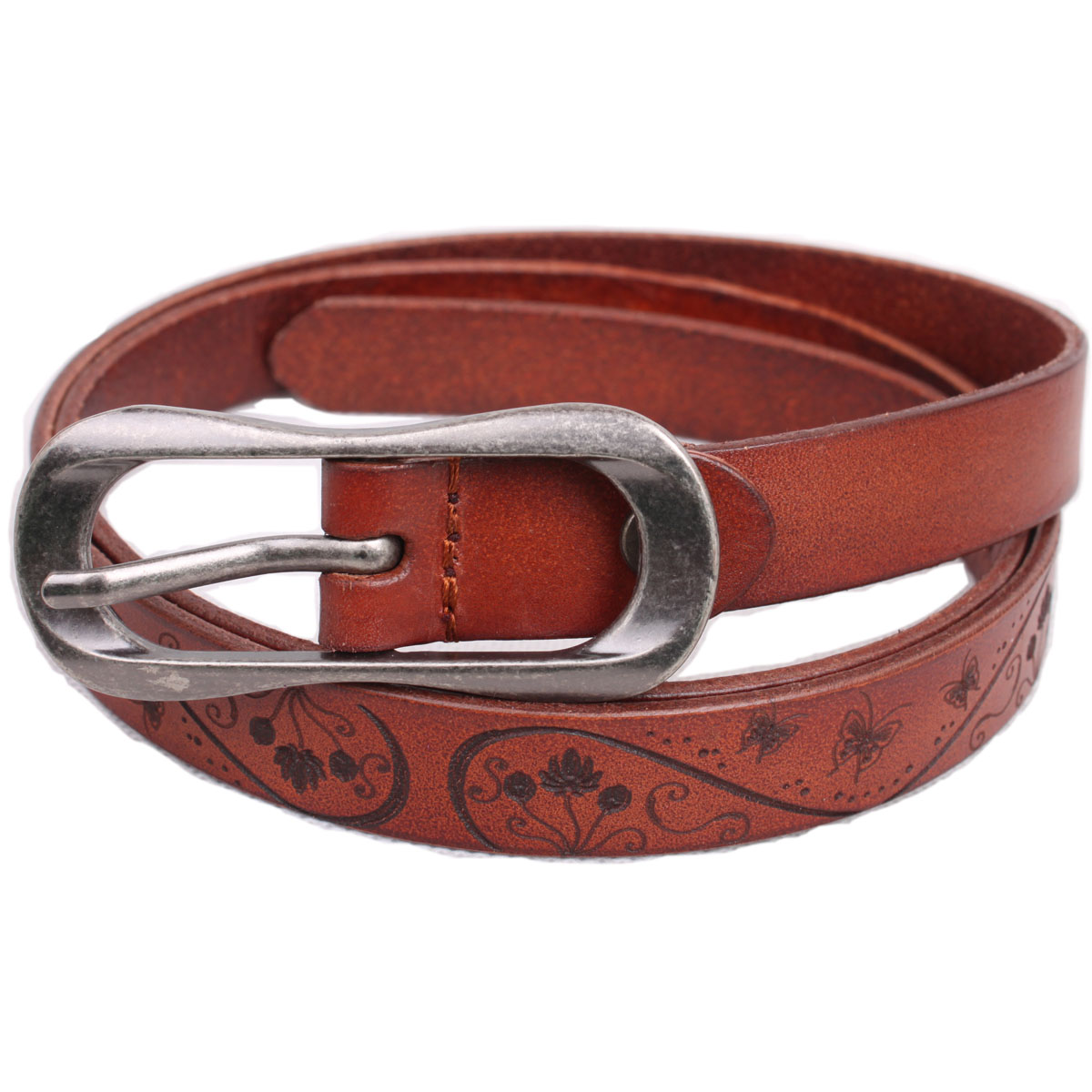 1 belt female genuine leather denim all-match first layer of cowhide strap casual pin buckle embossed fashion