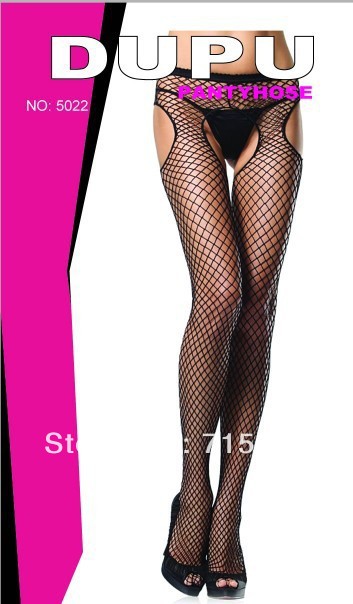 1 dozen(6 pairs of a dozen)Free shopping Good quality stockings  Women Sexy crotch Open small grid pantyhose,Black  5022