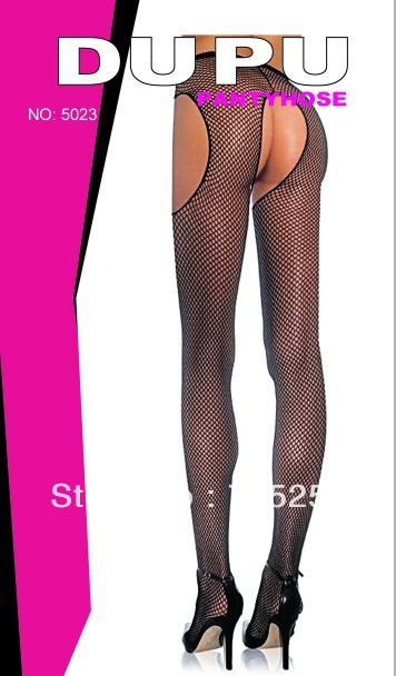 1 dozen(6 pairs of a dozen)Free shopping Good quality stockings  Women Sexy crotch Open thin grid pantyhose,Black  5023