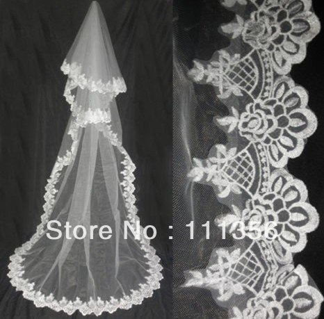 1-layer  ivory or white  Wedding veil  Bridal Veil lace
