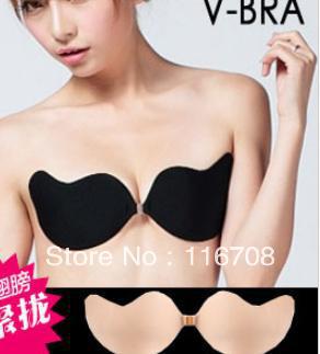 1 pair Sexy Invisible Self-Adhesive Strapless Silicone Breast Form Enhancer Bra Size ABCD Cup black/skin color br002
