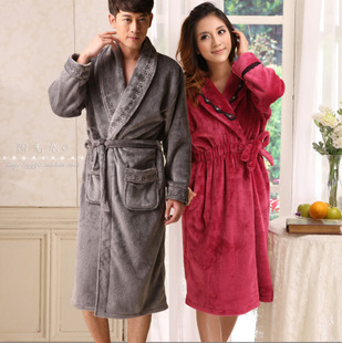 1 pc Autumn and winter lovers coral fleece robe thickening thermal male women's robe bathrobes