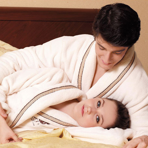 1 pc Autumn and winter thickening coral fleece sleepwear solid color lovers robe bathrobes