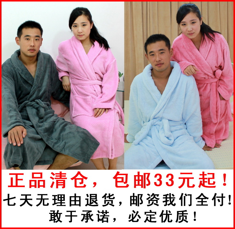 1 pc Lovers male Women coral fleece robe bathrobes sleepwear thickening lengthen