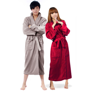 1 pc Robe male coral fleece bathrobe female autumn and winter thickening thermal robe lovers sleepwear