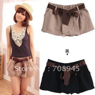 1 Piece Best Selling!! Small Waist Trousers Pure Color Overalls and Belt Leisure Mini Shorts+Free shipping