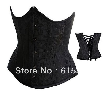 1 Set Free Shipping!!! Cincher Underbust Corset Black sexy lingerie Wholesale and Retail