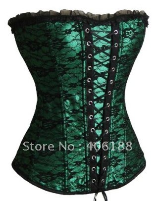 1 set free shipping !! Sexy corset, Sexy Satin boned CORSET Bustier green