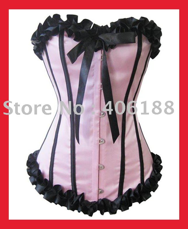 1 set free shipping !! Sexy corset, Sexy Satin boned CORSET Bustier pink