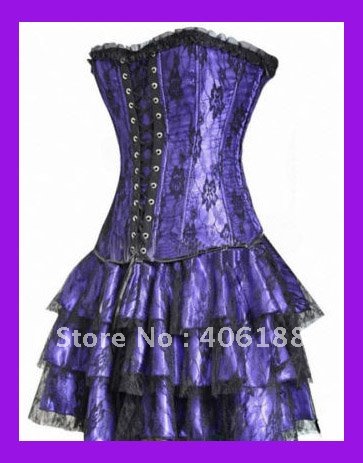 1 set free shipping !! Sexy corset, Sexy Satin boned CORSET Bustier purple S-XL