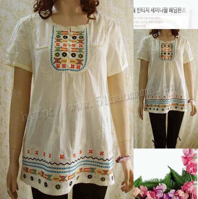 1 small maternity clothing fashion embroidered maternity shirt maternity top women's 100% cotton a703