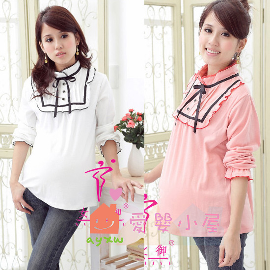 1 spring and autumn maternity clothing lace collar maternity basic shirt top xyc058