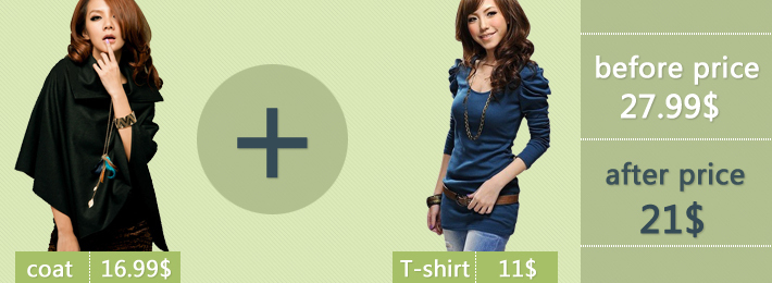 1 Women's Casual Overcoat + 1 Puff Sleeve T-shirt for Women Free shipping WWD017